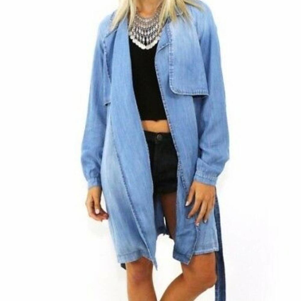 ANTHROPOLOGIE cloth & stone denim chambray duster coat size‎ medium new! - Picture 3 of 12